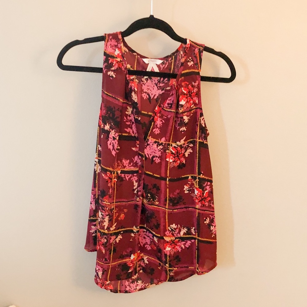 ❤️ Candie’s Floral Windowpane Blouse